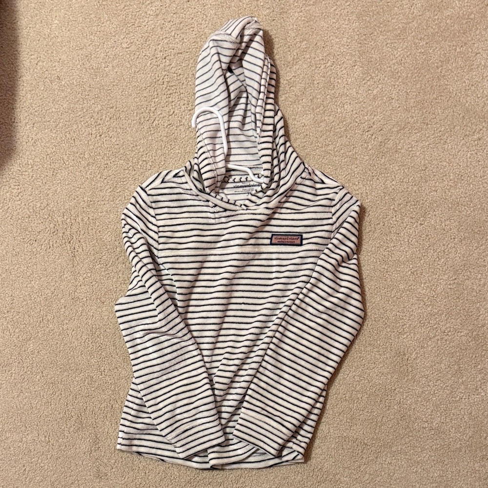 Vineyard Vines Black and White Striped Kids Hoodie